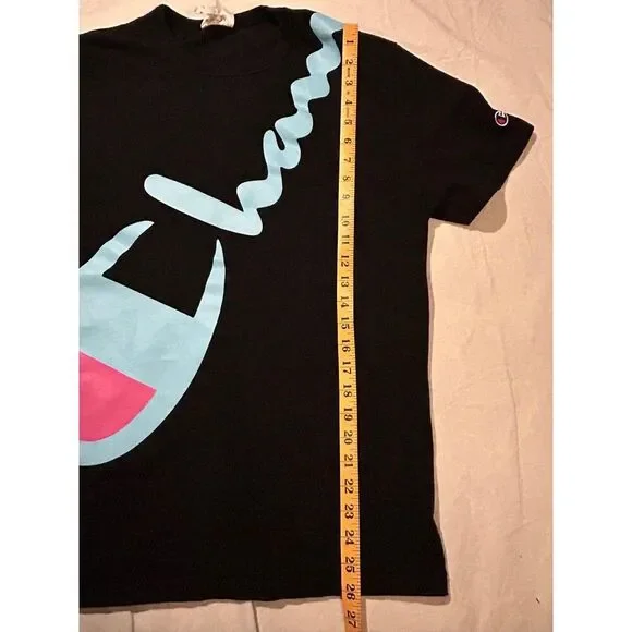 Champion Vintage Neon Logo Two Sided Graphic mens Tshirt - Picture 8 of 8